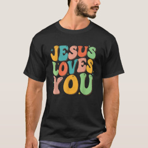 Jesus liebt dich Retro-Groovy-Style Grafikdesign T-Shirt