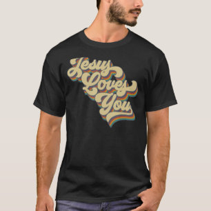 Jesus liebt dich Retro Vintage Groovy Stil Männer T-Shirt