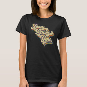 Jesus liebt dich Retro Vintage Groovy Stil Männer T-Shirt