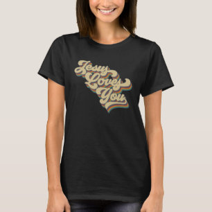 Jesus liebt dich Retro Vintage Groovy Style Männer T-Shirt