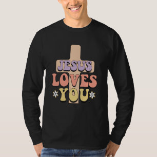 Jesus liebt dich Retro Vintage Style Grafik T-Shirt