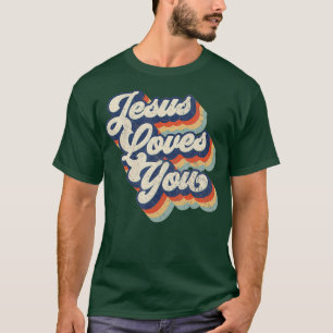 Jesus liebt dich Retro Vintage Style Grafik T-Shirt
