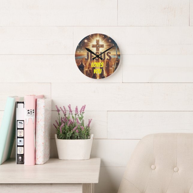 Jesus liebt dich  runde wanduhr (Lesesaal)