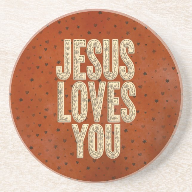 Jesus liebt dich rustikale christliche Ermutigung Getränkeuntersetzer (Vorne)