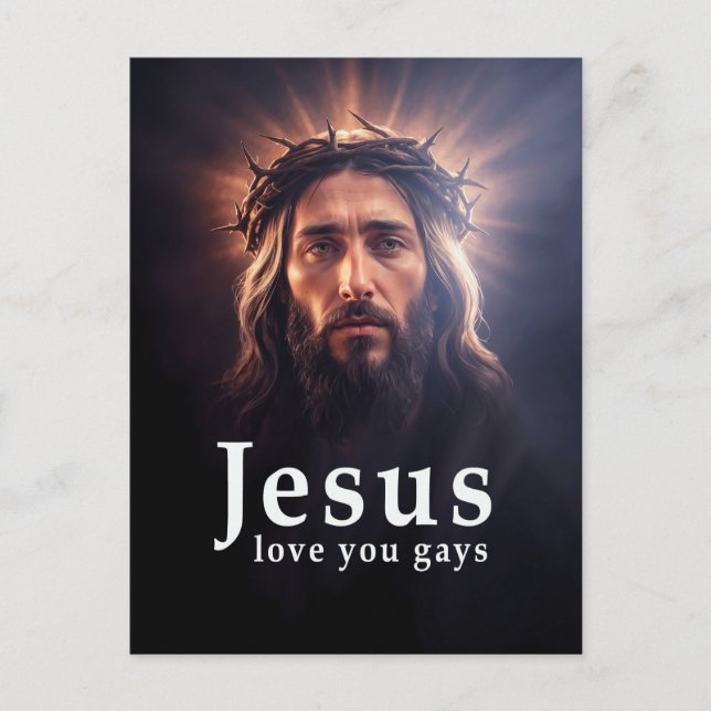 Jesus liebt dich schwul postkarte (Vorderseite)