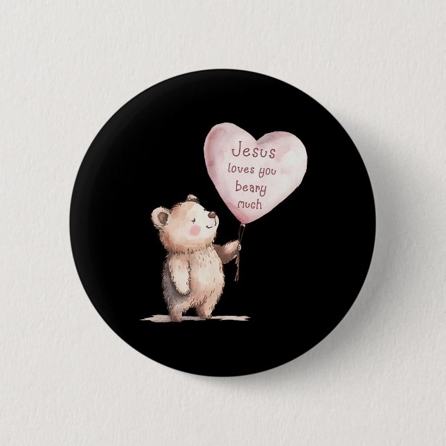 Jesus liebt dich sehr süß Christliche Kinder  Button (Vorderseite)