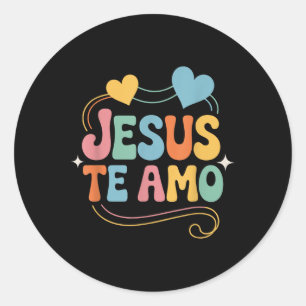 Jesus liebt dich spanischer inspirierender Liebesz Runder Aufkleber