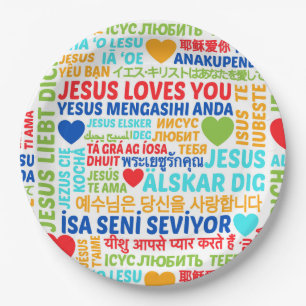 Jesus liebt dich Sprachen Pappteller