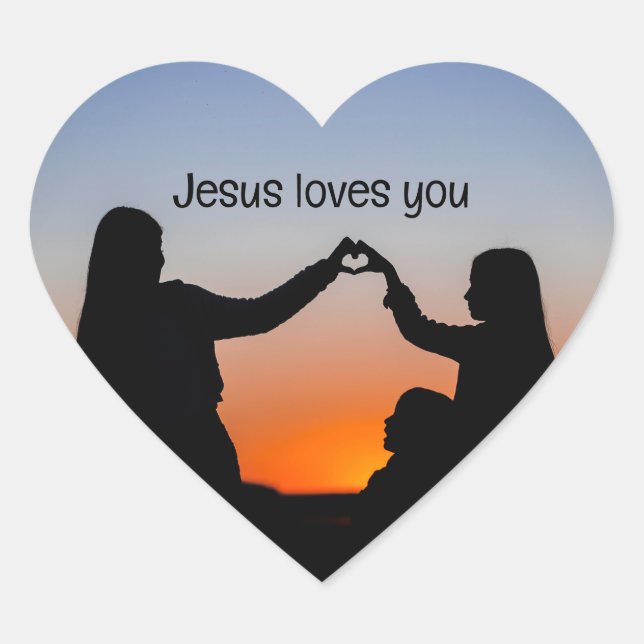 Jesus liebt dich Sunset Herz Herz-Aufkleber (Vorderseite)