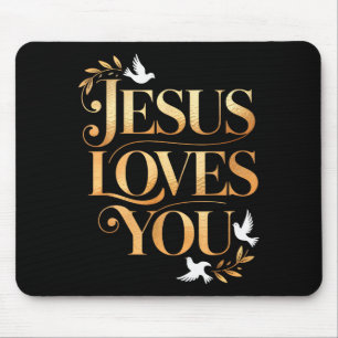 Jesus liebt dich Taube und Olivenzweig Elegant Chr Mousepad