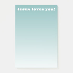 Jesus liebt dich!   teal ombre post-it klebezettel