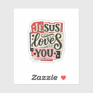Jesus liebt dich Vintage Gravur Christliche Typogr Aufkleber