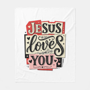 Jesus liebt dich Vintage Gravur Christliche Typogr Fleecedecke