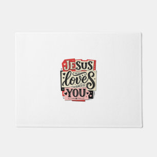 Jesus liebt dich Vintage-Gravur Christliche Typogr Fußmatte
