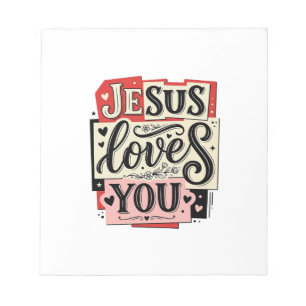 Jesus liebt dich Vintage-Gravur Christliche Typogr Notizblock