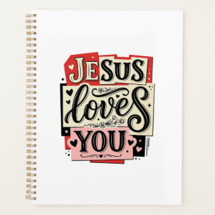 Jesus liebt dich Vintage Gravur Christliche Typogr Planer