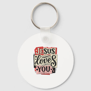 Jesus liebt dich Vintage Gravur Christliche Typogr Schlüsselanhänger