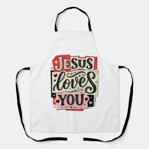 Jesus liebt dich Vintage-Gravur Christliche Typogr Schürze