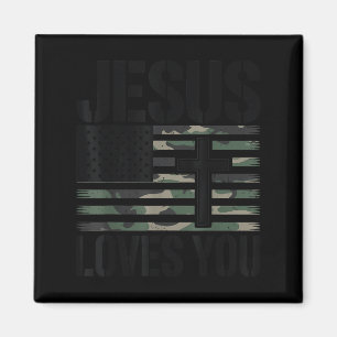 Jesus liebt euch Camouflage christlich 4. Juli Män Magnet