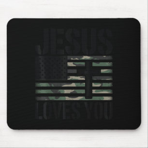 Jesus liebt euch Camouflage christlich 4. Juli Män Mousepad