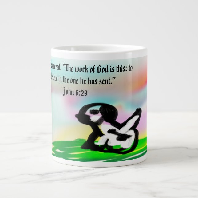 Jesus liebt für immer  Jumbo-Tasse (Vorderseite)