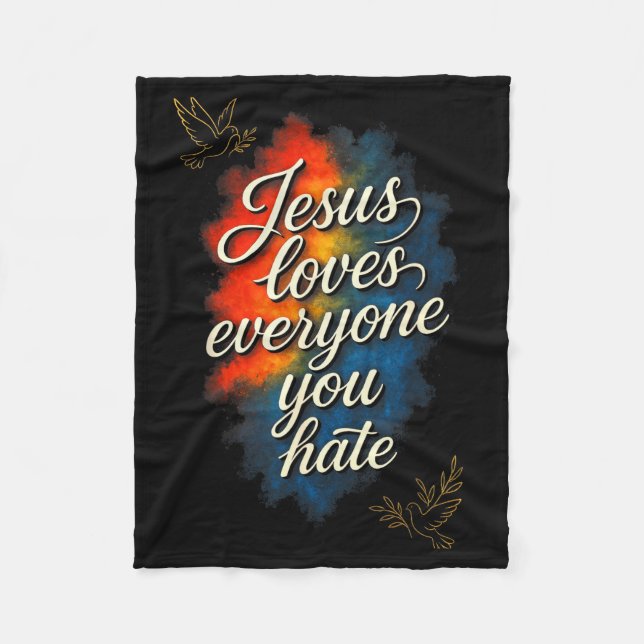 Jesus liebt jeden - Christliche Glaubensbotschaft  Fleecedecke (Vorderseite)