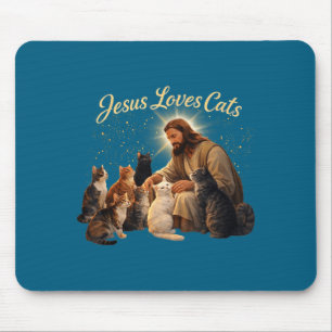 Jesus liebt Katzen Christlicher Katzenliebhaber Je Mousepad
