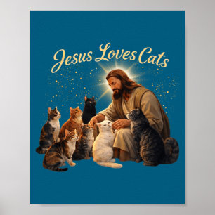 Jesus liebt Katzen Christlicher Katzenliebhaber Je Poster