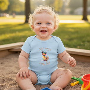 Jesus liebt kleines Ich Süßer Raupen Junge Mädchen Baby Strampler