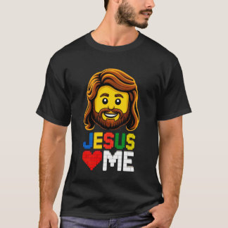 Jesus liebt mich Builder Bausteine Blöcke Chri T-Shirt