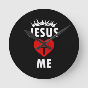 Jesus liebt mich christlich religiös runde wanduhr