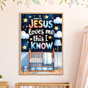 Jesus liebt mich Christliche Kinderzimmer Wandkuns Poster