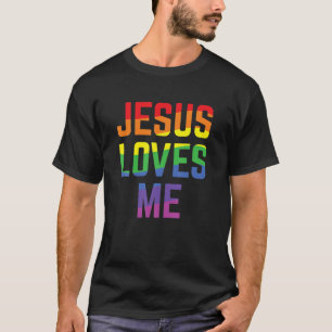 Jesus liebt mich Christlicher Stolz Regenbogenflag T-Shirt