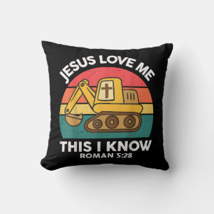 Jesus liebt mich, das weiß ich Bagger Christlich Kissen