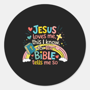 Jesus liebt mich, das weiß ich, Jungen Kinder Klei Runder Aufkleber