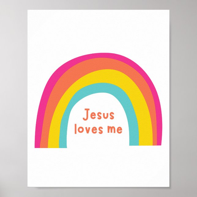 Jesus liebt mich Regenbogen Poster & Drucke (Vorne)