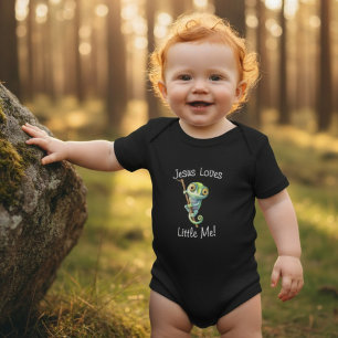 Jesus liebt mich süße große Augen Eidechse Junge M Baby Strampler