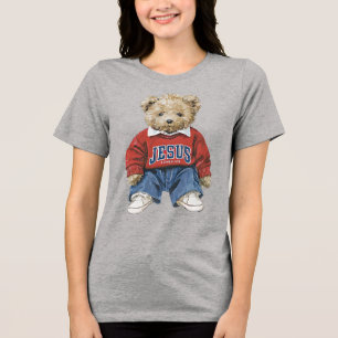 Jesus liebt mich, Teddybär Tri-Blend Shirt