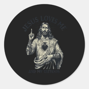 Jesus liebt mich und meine Tattoos Christlich täto Runder Aufkleber