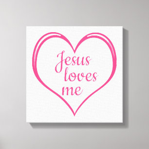 JESUS LIEBT MICH von Herzen Leinwanddruck