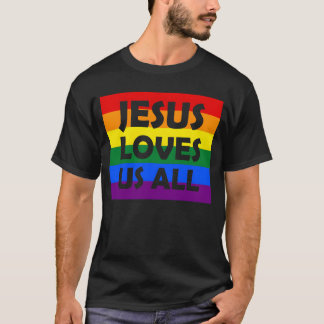 JESUS LIEBT UNS ALLE LGBT schwule Pride Regenbogen T-Shirt