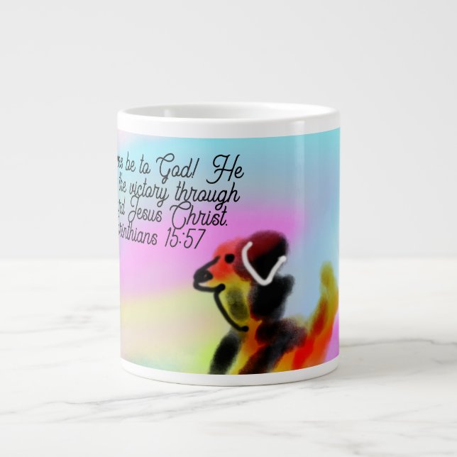 Jesus liebt uns Jumbo-Tasse (Vorderseite)