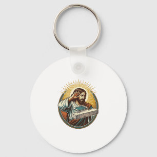Jesus ließ das Telefon auf das flache Beton Gesich Schlüsselanhänger