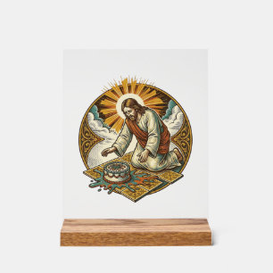 Jesus ließ den Geburtstagskuchen mit dem Gesicht n Acrylschild