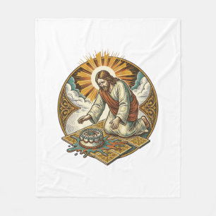 Jesus ließ den Geburtstagskuchen mit dem Gesicht n Fleecedecke