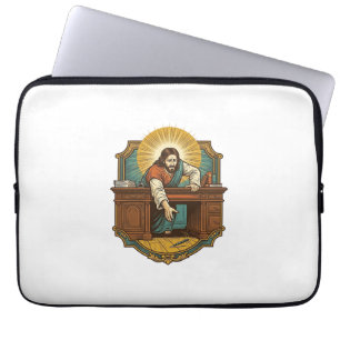 Jesus ließ den Stift hinter dem schweren Schreibti Laptopschutzhülle
