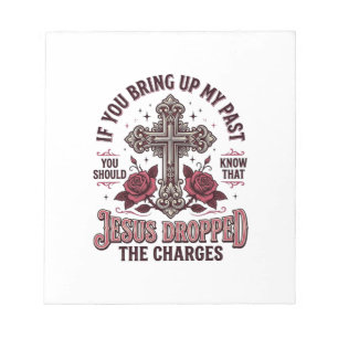 Jesus ließ die Anklage fallen Vintage-Kreuz-Shirt Notizblock