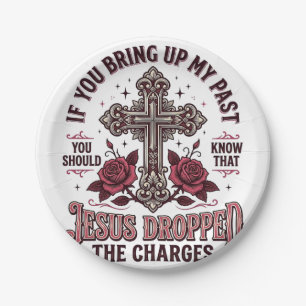 Jesus ließ die Anklage fallen Vintage-Kreuz-Shirt Pappteller