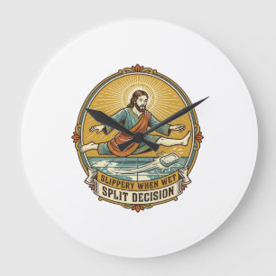 Jesus ließ feuchte Seife auf dem Badezimmerboden r Große Wanduhr