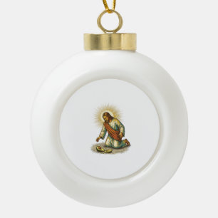 Jesus ließ frische geschnittene Avocado auf den Bo Keramik Kugel-Ornament